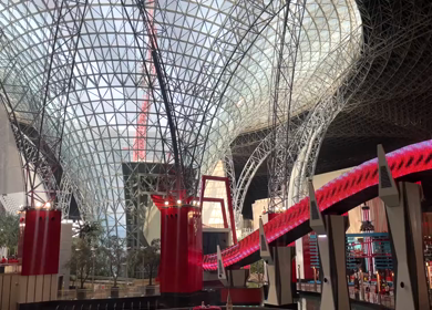 30 March 2023 : A Pan Shot of Roller Coaster inside the Ferrari World at Abu Dhabi,UAE 
