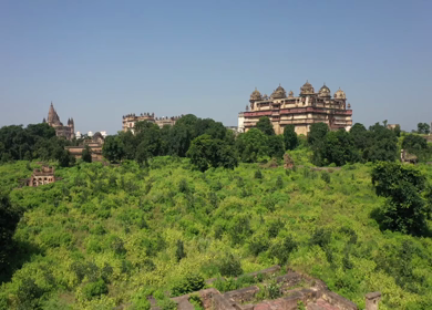 An Aerial Shot of Jahangir Mahal at Orchha, Madhya Pradesh, India