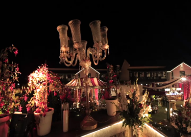 A Slow Motion Shot of an Indian Wedding Venue Decoration in India