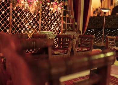 A Slow Motion Shot of an Indian Wedding Venue Decoration in India