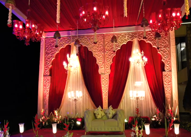 9th February, 2024 : An Aerial shot of an Indian Wedding Venue Decoration in India