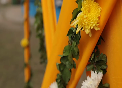 A Slow Motion Shot of an Indian Wedding Venue Decoration in India