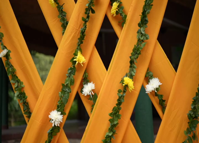 A Slow Motion Shot of an Indian Wedding Venue Decoration in India