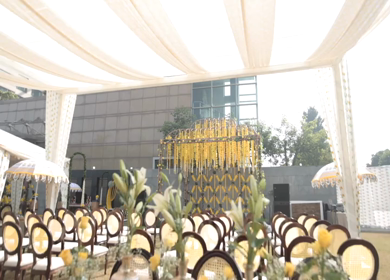 A Slow Motion Shot of an Indian Wedding Venue Decoration in India