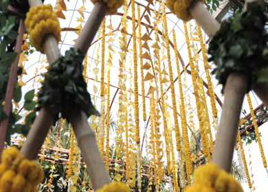 A Slow Motion Shot of an Indian Wedding Venue Decoration in India