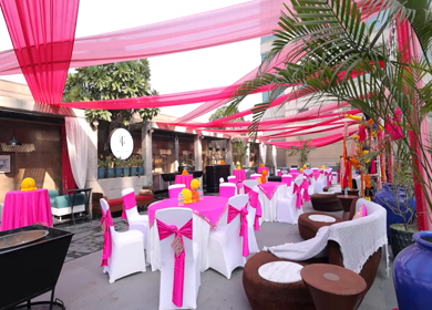 A Slow Motion Shot of an Indian Wedding Venue Decoration in India