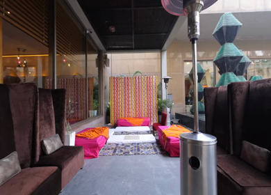 A Slow Motion Shot of an Indian Wedding Venue Decoration in India