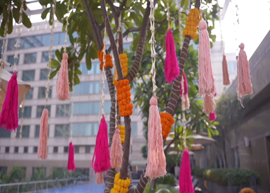 A Slow Motion Shot of an Indian Wedding Venue Decoration in India