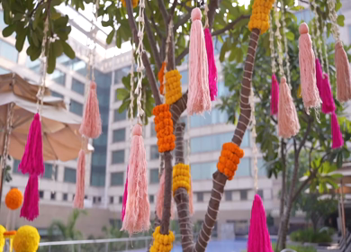 A Slow Motion Shot of an Indian Wedding Venue Decoration in India