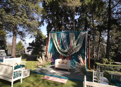 A Slow Motion Shot of an Indian Wedding Venue Decoration in India