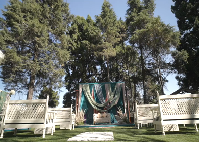 A Slow Motion Shot of an Indian Wedding Venue Decoration in India