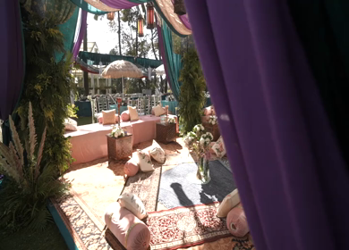 A Slow Motion Shot of an Indian Wedding Venue Decoration in India