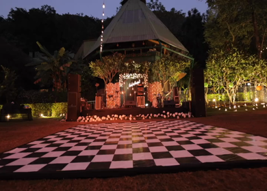 A Slow Motion Shot of an Indian Wedding Venue Decoration in India