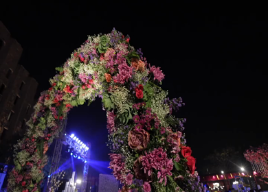 A Slow Motion Shot of an Indian Wedding Venue Decoration in India
