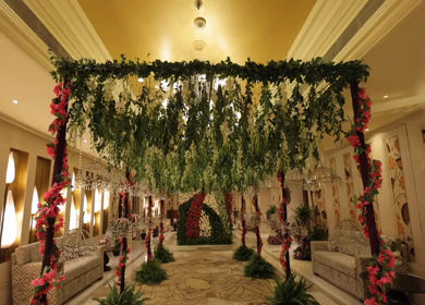 A Slow Motion Shot of an Indian Wedding Venue Decoration in India