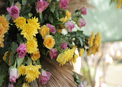 A Slow Motion Shot of an Indian Wedding Venue Decoration in India