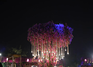 A Slow Motion Shot of an Indian Wedding Venue Decoration in India