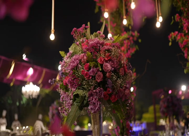 A Slow Motion Shot of an Indian Wedding Venue Decoration in India