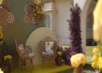 A Slow Motion Shot of an Indian Wedding Venue Decoration in India