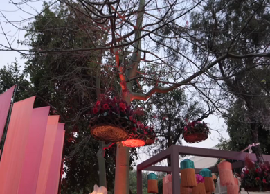 A Slow Motion Shot of an Indian Wedding Venue Decoration in India