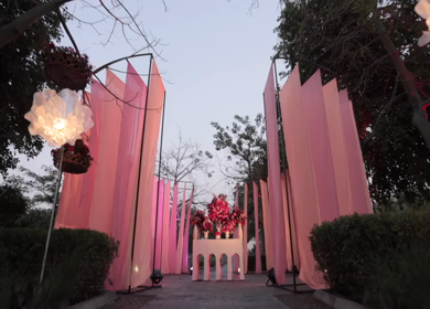 A Slow Motion Shot of an Indian Wedding Venue Decoration in India