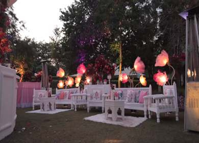 A Slow Motion Shot of an Indian Wedding Venue Decoration in India