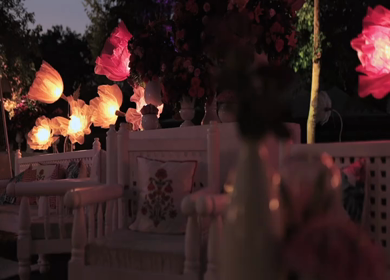 A Slow Motion Shot of an Indian Wedding Venue Decoration in India