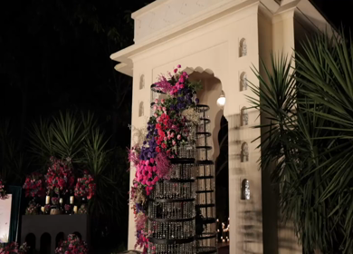 A Slow Motion Shot of an Indian Wedding Venue Decoration in India