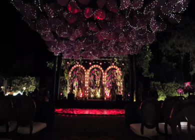 A Slow Motion Shot of an Indian Wedding Venue Decoration in India