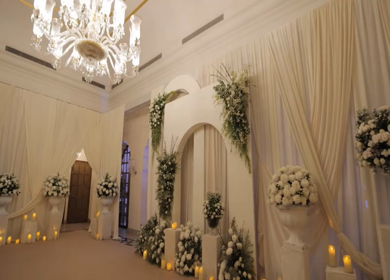 A Slow Motion Shot of an Indian Wedding Venue Decoration in India