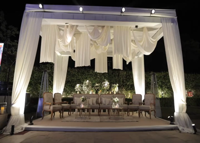 A Slow Motion Shot of an Indian Wedding Venue Decoration in India