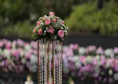 A Slow Motion Shot of an Indian Wedding Venue Decoration in India