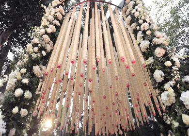 A Slow Motion Shot of an Indian Wedding Venue Decoration in India