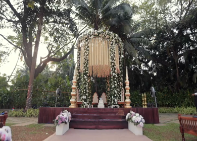 A Slow Motion Shot of an Indian Wedding Venue Decoration in India