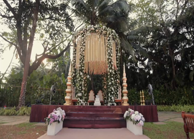 A Slow Motion Shot of an Indian Wedding Venue Decoration in India