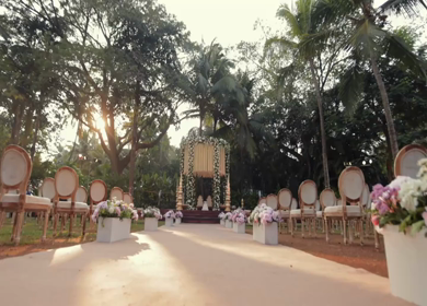 A Slow Motion Shot of an Indian Wedding Venue Decoration in India