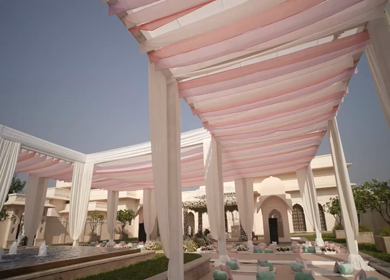 A Slow Motion Shot of an Indian Wedding Venue Decoration in India