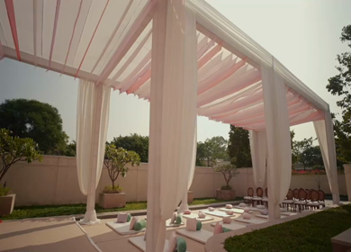 A Slow Motion Shot of an Indian Wedding Venue Decoration in India