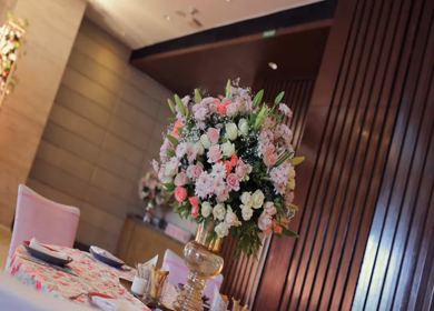 A Slow Motion Shot of an Indian Wedding Venue Decoration in India