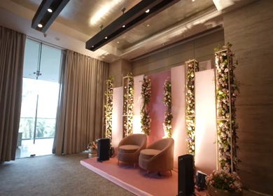 A Slow Motion Shot of an Indian Wedding Venue Decoration in India