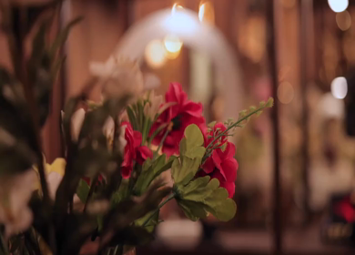 A Slow Motion Shot of an Indian Wedding Venue Decoration in India