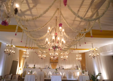 A Slow Motion Shot of an Indian Wedding Venue Decoration in India