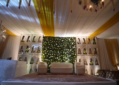 A Slow Motion Shot of an Indian Wedding Venue Decoration in India