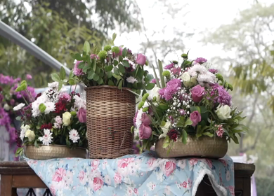A Slow Motion Shot of an Indian Wedding Venue Decoration in India