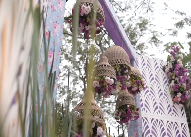 A Slow Motion Shot of an Indian Wedding Venue Decoration in India