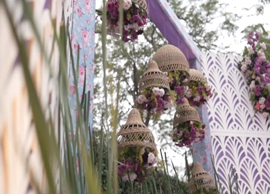 A Slow Motion Shot of an Indian Wedding Venue Decoration in India