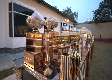 A Slow Motion Shot of an Indian Wedding Venue Decoration in India