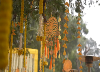 A Slow Motion Shot of an Indian Wedding Venue Decoration in India