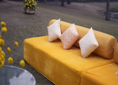 A Slow Motion Shot of an Indian Wedding Venue Decoration in India