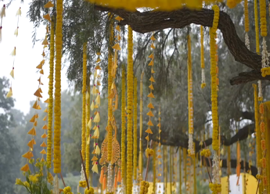 A Slow Motion Shot of an Indian Wedding Venue Decoration in India